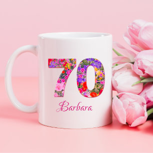 70 ans 70e anniversaire floral rose lilas mug