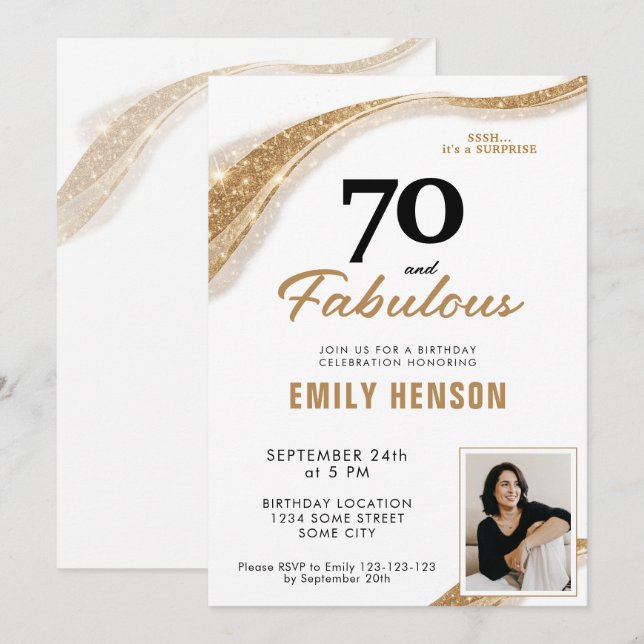 70 ans et Fabuleux Invitation 70e anniversaire (Devant / Derrière)
