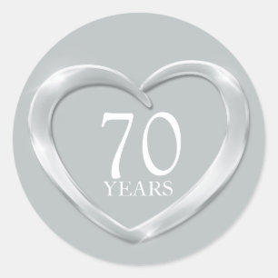 70 ans platine anniversaire autocollant coeur
