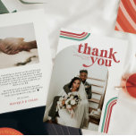 70 ans rétro | Mariage photo Merci<br><div class="desc">Elégant et simple mariage merci modèle carte recto-verso avec "merci" dans une belle lettre vintage. Toutes les couleurs peuvent être customisées. Ces cartes professionnelles sont rapidement personnalisables. Ajoutez votre libellé personnalisé à cette conception à l'aide des cases "Modifier ce modèle de conception" situées à droite de l'élément, ou cliquez sur...</div>