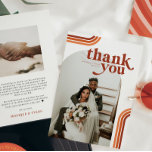 70 ans rétro | Mariage photo Merci<br><div class="desc">Elégant et simple mariage merci modèle carte recto-verso avec "merci" dans une belle lettre vintage. Toutes les couleurs peuvent être customisées. Ces cartes professionnelles sont rapidement personnalisables. Ajoutez votre libellé personnalisé à cette conception à l'aide des cases "Modifier ce modèle de conception" situées à droite de l'élément, ou cliquez sur...</div>