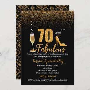 70 et fabuleuse invitation d'anniversaire pour les