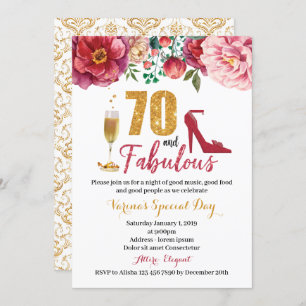 70 et fabuleuse invitation d'anniversaire pour les