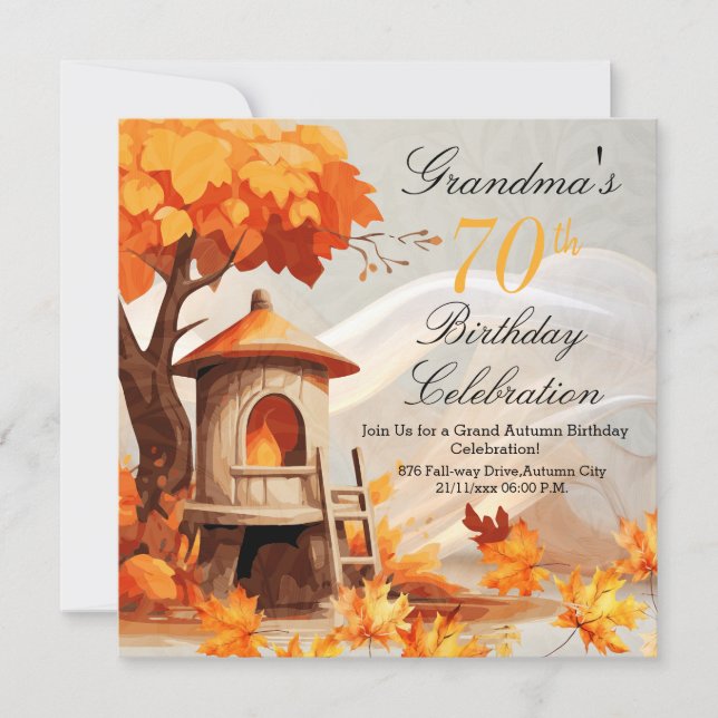 70 Invitation d'anniversaire à l'automne (Devant)