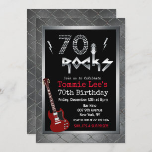 70 Rocks Rockstar Guitare 70e Invitation d'anniver