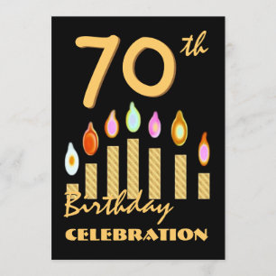 70e - 79e anniversaire Invitation Bougies d'or