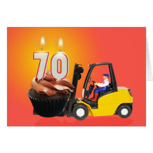 70e anniversaire avec Cupcake, bougies et chariot 