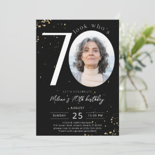 70e anniversaire Black Gold Invitation Card Photo