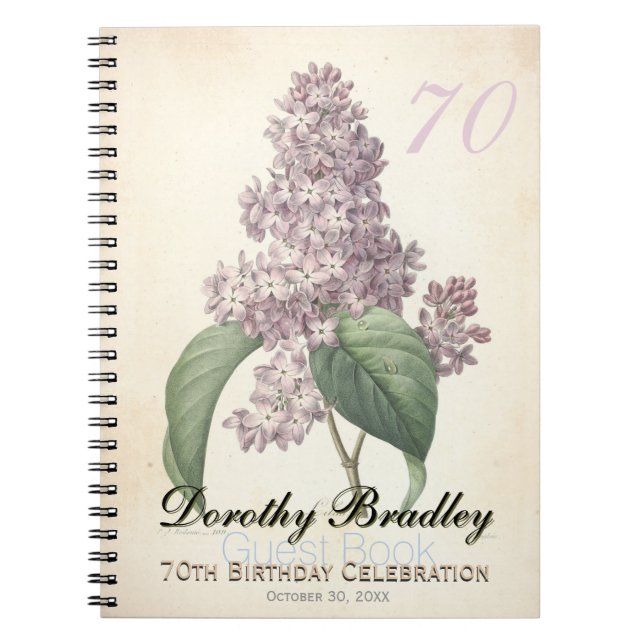 70e Anniversaire Botanical Lilac Livre d'or (Devant)