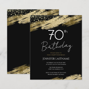 70e Anniversaire Budget de la fête Gold Black Invi