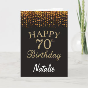 70e Anniversaire Carte de Parties scintillant Noir