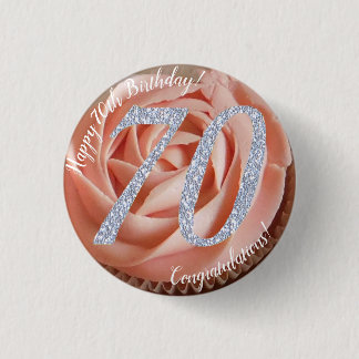 70e Anniversaire Cupcake 3 Cm Round Badge