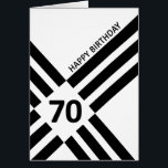 70e anniversaire de la conception de la ligne noir<br><div class="desc">Célébrez un 70e anniversaire avec une carte de cool. Une carte d'anniversaire moderne qui attire l'oeil avec des lignes en diagonale noire avec l'âge en noir sur le dessus. Un design minimaliste qui plaira à tous.</div>