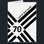 70e anniversaire de la conception de la ligne noir<br><div class="desc">Célébrez un 70e anniversaire avec une carte de cool. Une carte d'anniversaire moderne qui attire l'oeil avec des lignes en diagonale noire avec l'âge en noir sur le dessus. Un design minimaliste qui plaira à tous.</div>