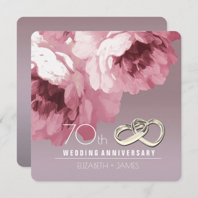 70e anniversaire du Mariage Invitations (Devant / Derrière)