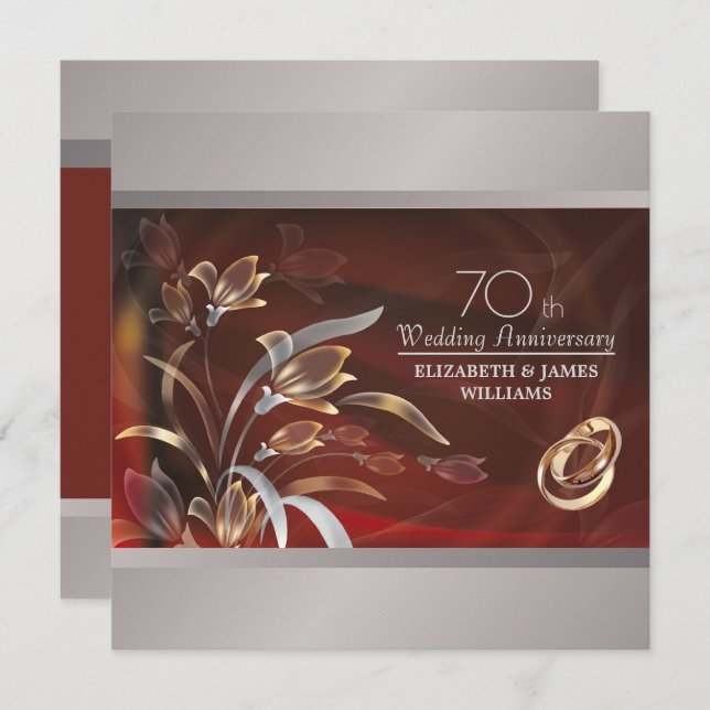 70e anniversaire du Mariage Invitations (Devant / Derrière)