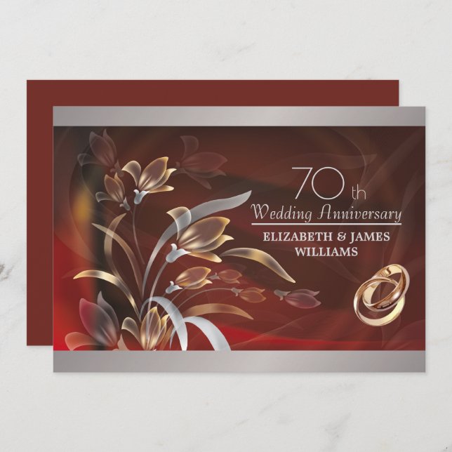 70e anniversaire du Mariage Invitations (Devant / Derrière)