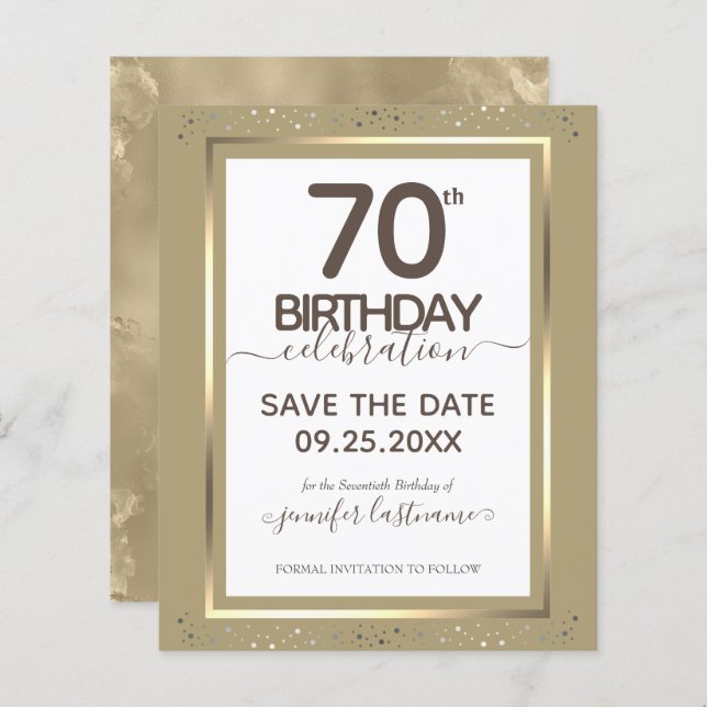 70e anniversaire Enregistrer la date Invitation bu (Devant / Derrière)