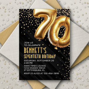 70e anniversaire Gold Black Invitation
