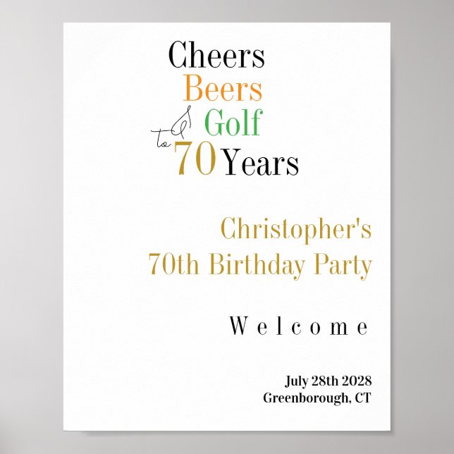 70e anniversaire Golf Cheers Bières Affiche de bie (Devant)