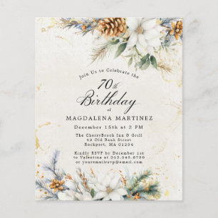 70e anniversaire Hiver White Floral Invitation