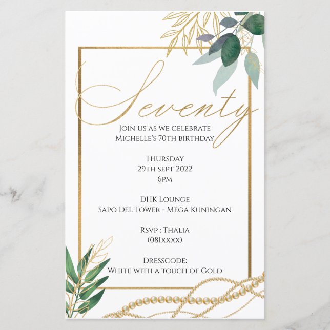 70e anniversaire - Invitation (Devant)