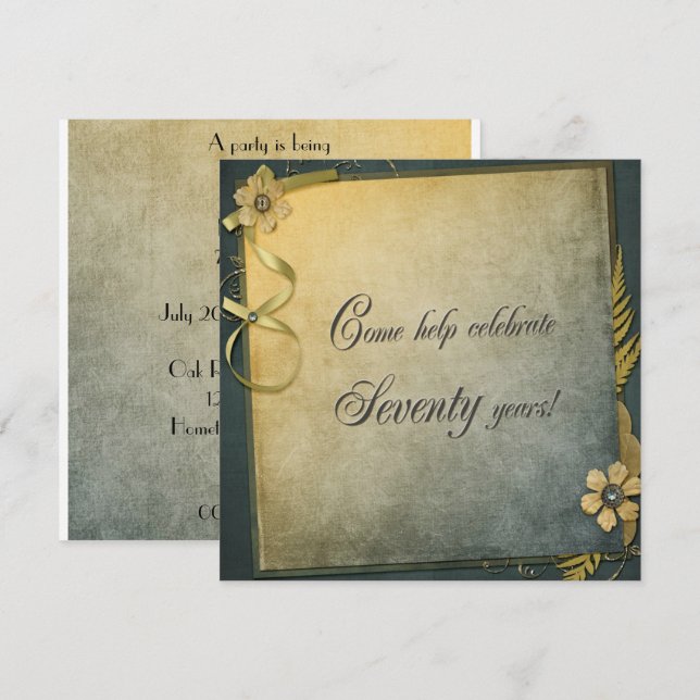70e anniversaire Invitation à l'ancienne (Devant / Derrière)