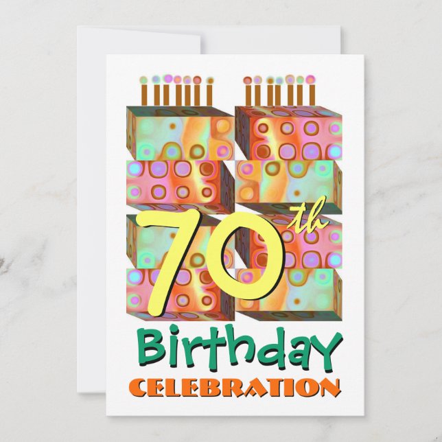 70e anniversaire Invitation Bougies et cadeaux (Devant)