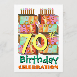 70e anniversaire Invitation Bougies et cadeaux