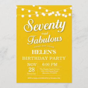 70e anniversaire Invitation Jaune Fabuleux