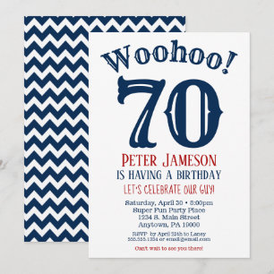 70e anniversaire Invitation Mens Marine Bleu