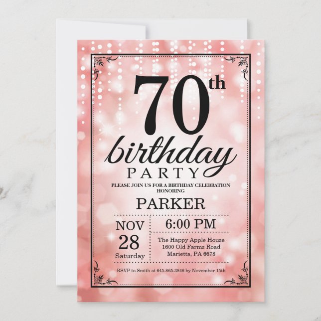 70e anniversaire Invitation Parties scintillant ro (Devant)