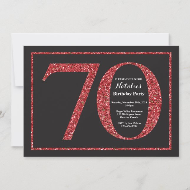 70e anniversaire Invitation Parties scintillant ro (Devant)