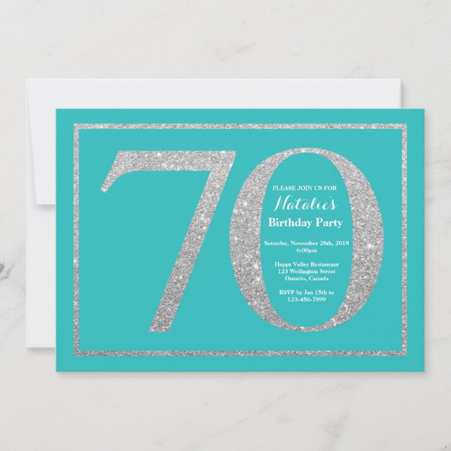 70e anniversaire Invitation Parties scintillant Tu (Devant)