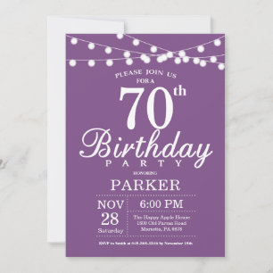 70e anniversaire Invitation Purple Lavender