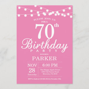 70e anniversaire Invitation rose
