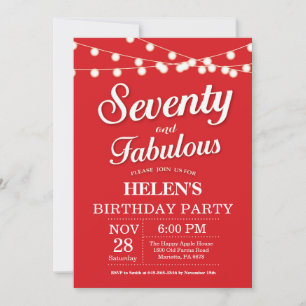 70e anniversaire Invitation Rouge Fabuleux