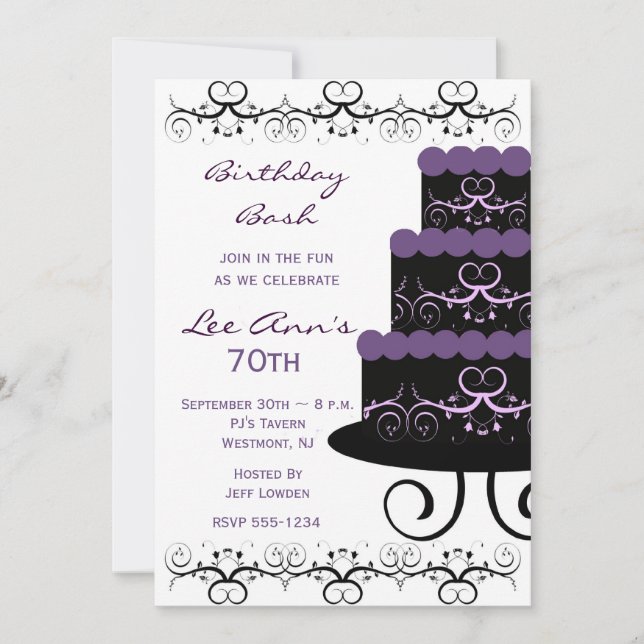 70e anniversaire Invitations à la fête de Swirl vi (Devant)
