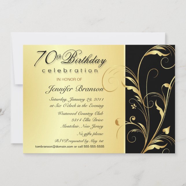 70e anniversaire Invitations avec monogramme (Devant)