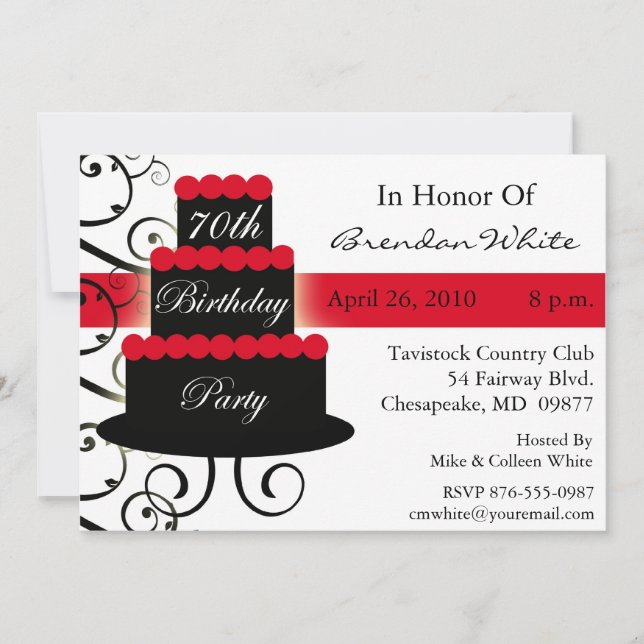 70e anniversaire Invitations de fête (Devant)
