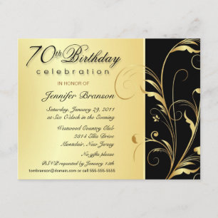 70e anniversaire Invitations de la Surprise Party
