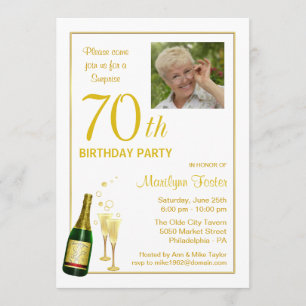 70e anniversaire - Invitations photo Customisées