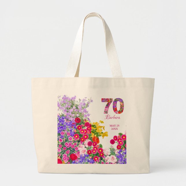70e anniversaire invités floral jumbo sac fourre-t (Devant)