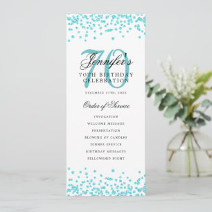 70e Anniversaire Menu du programme Merci Turquoise