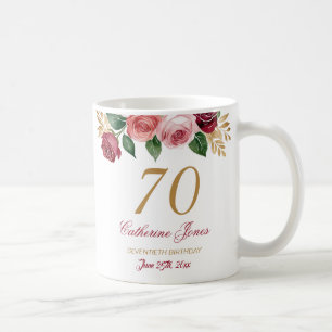 70e Anniversaire Mug pour grand-mère - Floral Nom