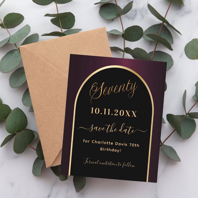 70e anniversaire noir bordeaux enregistrer la cart (Créateur téléchargé)