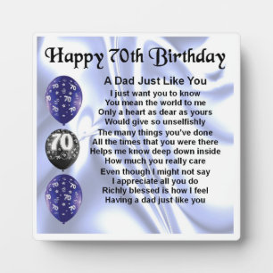 70e anniversaire Papa Poem Plaque