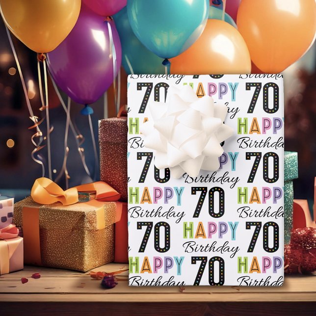 70e anniversaire Papier d'enveloppement de typogra (Créateur téléchargé)
