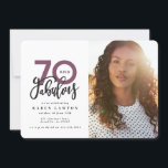 70e anniversaire photo 70 & fabuleux moderne color<br><div class="desc">Faire 70 look,  soixante-dix et fabuleuse invitation d'anniversaire photo. Design de typographie de texte de script moderne. Partie d'une collection. Les couleurs peuvent être changées.</div>