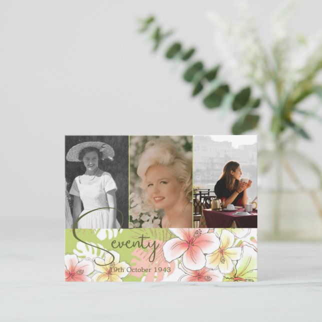70e anniversaire Photo Invitation tropicale (Debout devant)